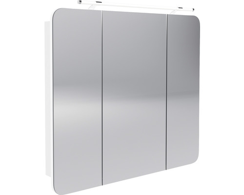LED-Spiegelschrank Fackelmann Milano 3-türig 90x78x15,5 cm weiß Spiegelschrank mit drei Türen und Beleuchtung