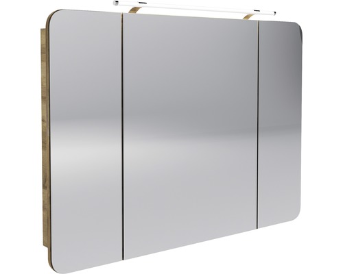 LED-Spiegelschrank Fackelmann Milano 3-türig 110x78x15,5 cm braun