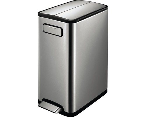 EKO Madison Abfalleimer 50 Liter – Edelstahl Grau, Fingerabdruckresistent, Mit Trittpedal & Dämpfer