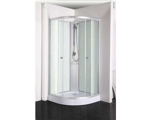 Komplette Duschkabine mit Brausegarnitur und Eckeinstieg