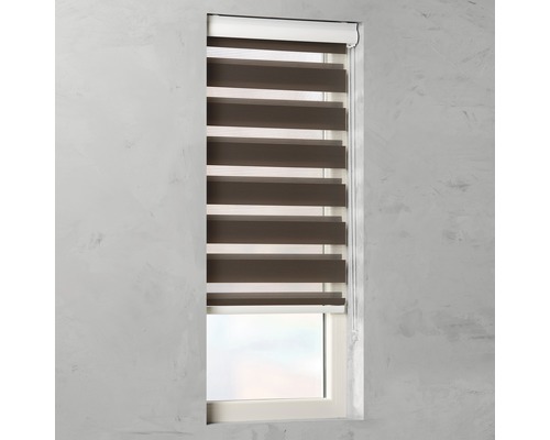 SOLUNA Doppelrollo D-R12 Noah mit weißer Kassette braun 60x175 cm Doppelrollo im Fenster zur Lichtregulierung und Dekoration