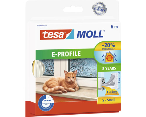 Tesa Moll E-Profil Dichtung für Fenster und Türen, 6 Meter