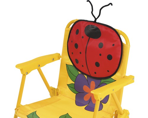 Gelber Kinderstuhl mit Marienkäfer-Motiv
