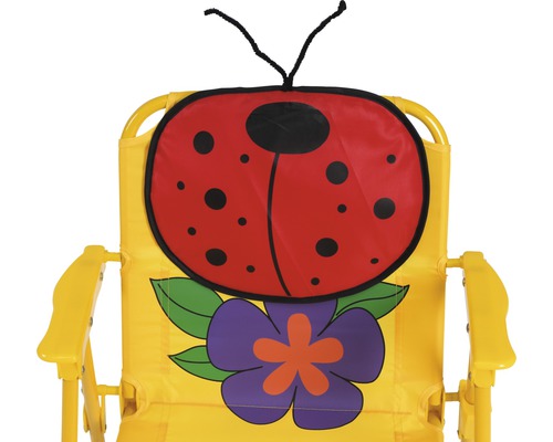 Gelber Kinderstuhl mit Marienkäfer- und Blumenmuster