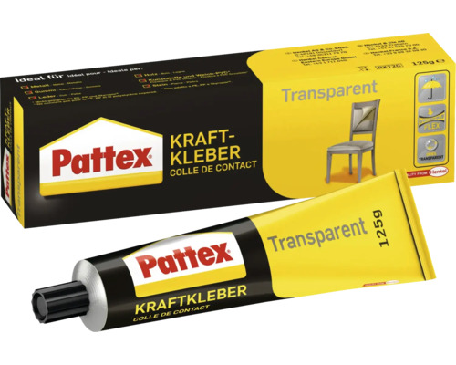 Pattex Kraftkleber Transparent, 125 Gramm Tube und Verpackung