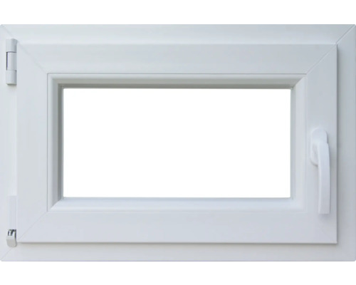 Kellerfenster Dreh-Kipp Kunststoff RAL 9016 verkehrsweiß 600x400 mm DIN Links (2-fach verglast)
