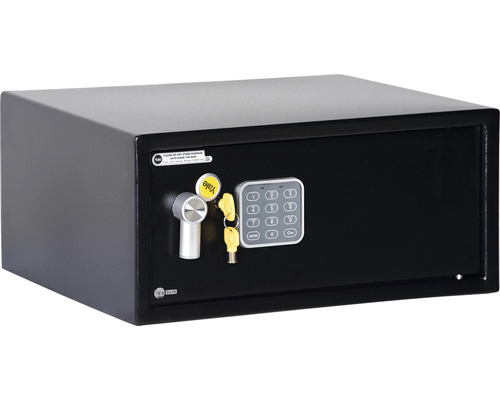 Schwarzer Tresor mit Zahlenschloss und Schlüssel