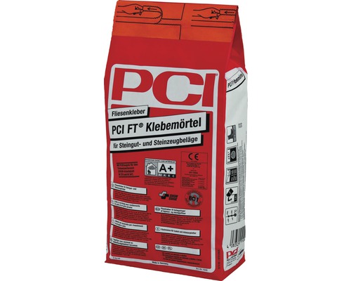 PCI FT® Klebemörtel Fliesenkleber für Steingut- und Steinzeugbeläge 5 kg PCI FT Klebemörtel Sack für Steingut- und Steinzeugbeläge
