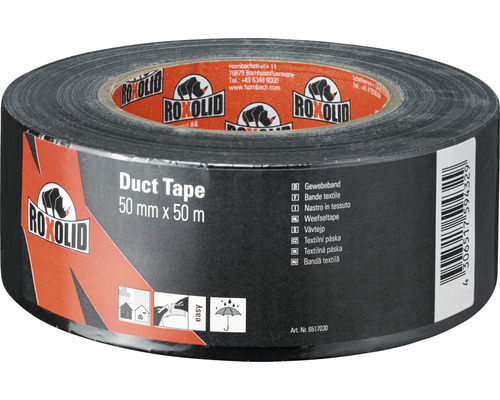 ROXOLID Duct Tape / Gaffa Tape Gewebeband schwarz 50 mm x 50 m Roxolid Gewebeband, 50 Millimeter mal 50 Meter