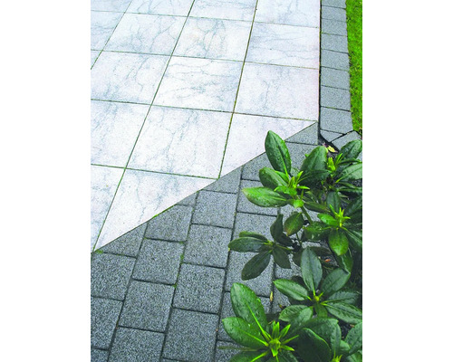 Beton Terrassenplatte iStone Brilliant weiß-schwarz 40 cm x 40 cm x 4 cm