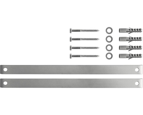 Befestigungssatz mit Schrauben, Unterlegscheiben und Dübeln