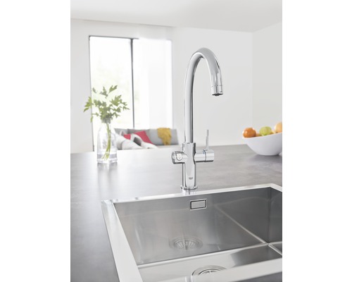 Küchenarmatur mit Filterfunktion und Kochend heißes Wasser Grohe Red supersteel 30079DC1