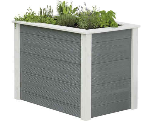 Hochbeet aus Kunststoff mit Kräutern bepflanzt