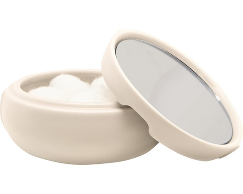 Keramikdose mit Wattebällchen und Spiegeldeckel