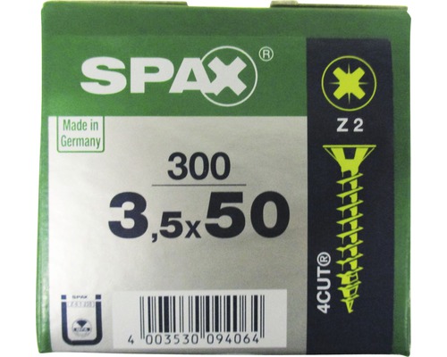 Spax Universalschraube Kreuzschlitz PZ 2, Senkkopf, Holz-Vollgewinde, 3,5x50 mm, 300 Stück Spax Universalschraube Kreuzschlitz PZ 2, Senkkopf, Holz-Vollgewinde, 3,5x50 mm, 300 Stück