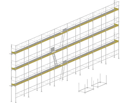 EKRO Systemgerüst für Fassaden mit Fertigbelag für Fassaden - verzinkt 180m² Gerüst mit mehreren Ebenen und einer Leiter für Bauarbeiten