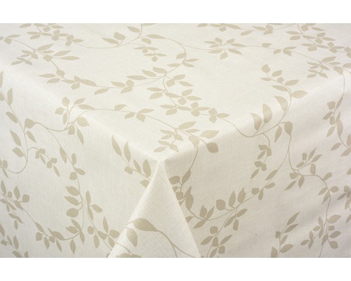 Waschtischdecke Veniline Leaf beige 140 cm breit (Meterware) Tischdecke mit Blattmuster
