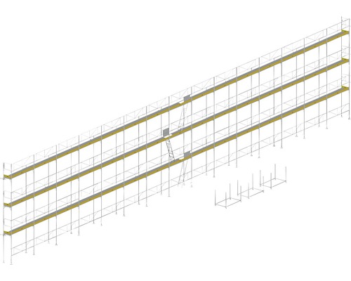 EKRO Systemgerüst für Fassaden mit Fertigbelag für Fassaden - verzinkt 300m² Gerüst mit mehreren Ebenen und Leiter