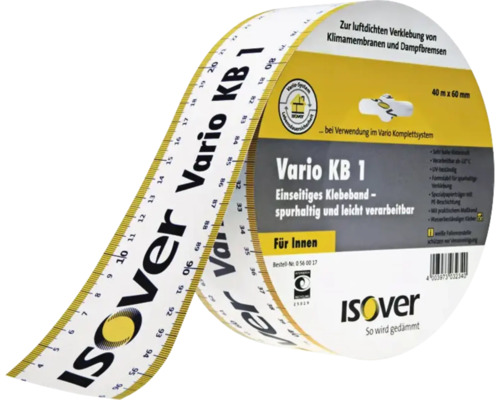 Isover Vario KB 1 Klebeband für luftdichte Verklebung von Klimamembranen und Dampfbremsen, 40 mm x 60 mm