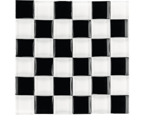 Glasmosaik 2D 30,5x30,5 cm schwarz weiß