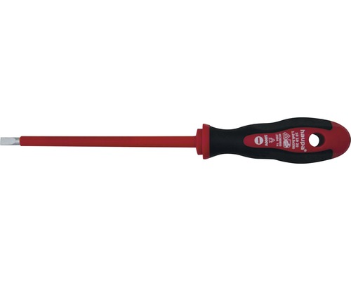 Haupa Schraubenzieher VDE Schlitz 6,5x150 mm Schlitzschraubendreher mit isoliertem Schaft und Mehrkomponentengriff