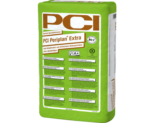 PCI Periplan® Extra Spezial Spachtelmasse zum Ausgleichen von Untergründen unter Oberbelägen 25 kg PCI Periplan Extra Spezialspachtelmasse zum Ausgleichen von kritischen Untergründen
