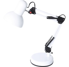 Weiße Schreibtischlampe mit verstellbarem Arm und rundem Fuß