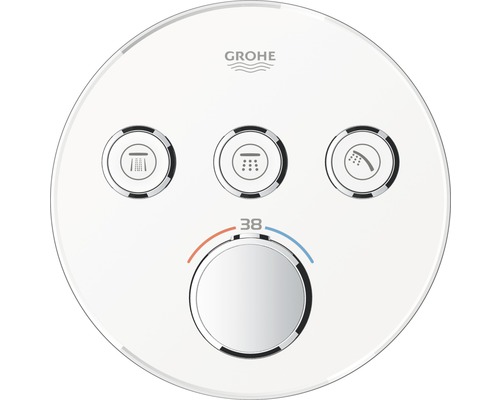 Unterputz-Thermostat-Badewannenmischer Grohe Grohtherm SmartControl 29904LS0 weiß Grohe Logo, Duscharmatur mit drei Strahlarten und Temperaturregler