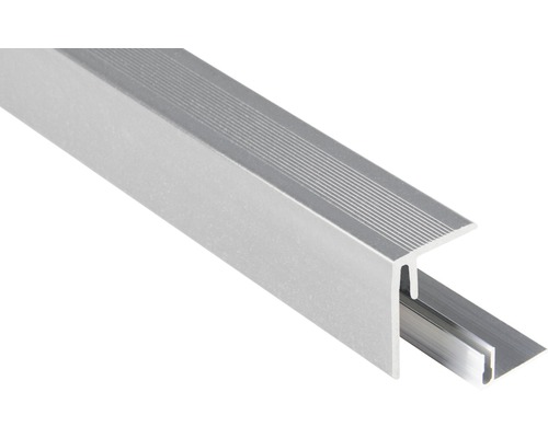 Konsta Seitenprofil Aluminium/Silbergrau 47x62x2500 mm Treppenkantenprofil aus Metall mit geriffelter Oberfläche