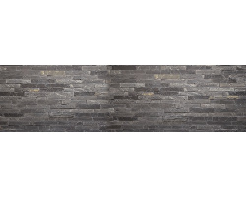 Küchenrückwand mySpotti splash Black Bricks 2200x600x0,2 mm Wandverkleidung aus Naturstein für den Innenbereich