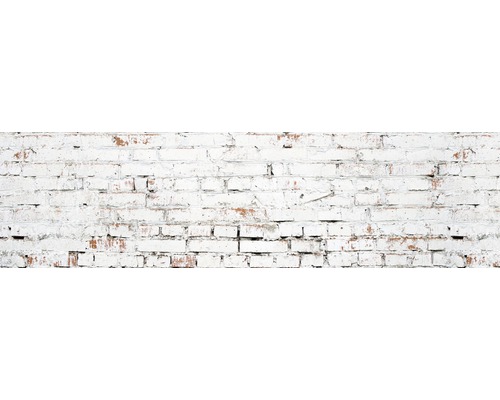 Küchenrückwand mySpotti splash White Bricks 2200x600x0,2 mm Mauer aus Ziegelsteinen mit weißer Farbe