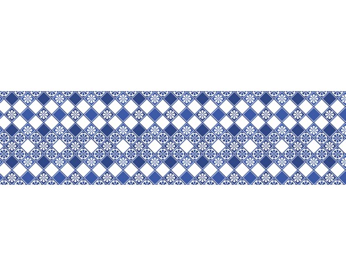 Küchenrückwand mySpotti splash Malia 2200x600x0,2 mm Dekorativer Fliesenhintergrund mit Rautenmuster und floralen Elementen