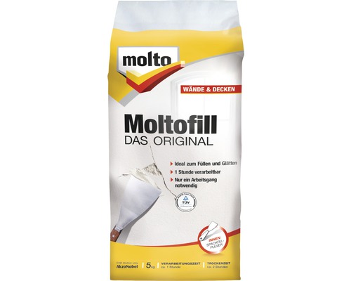 Moltofill Spachtelpulver innen 5 kg Molto Moltofill Innen Spachtel-Pulver 5 kg Sack für Wände und Decken