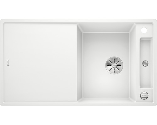 Spüle Blanco Axia III 5 S 510x915 mm mit Esche-Compound-Brückenschneidbrett weiß Spüle mit Abtropffläche