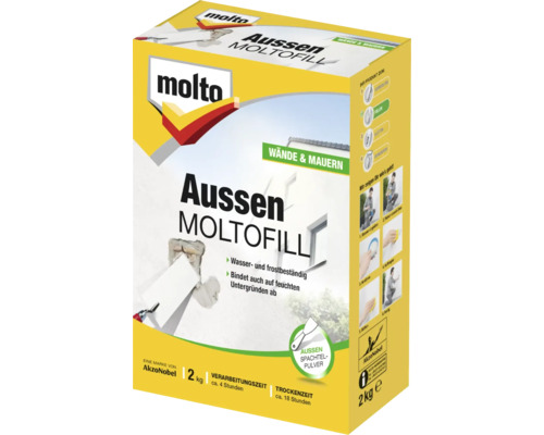 Moltofill außen Spachtelpulver 2 kg Molto Aussen Moltofill Spachtelpulver für Wände und Mauern in einer 2 Kilogramm Packung