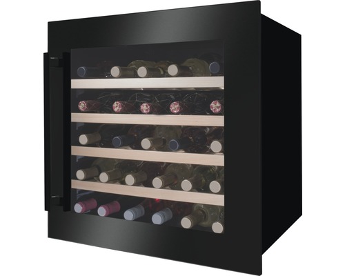 Weinkühlschrank mit Glasfront und mehreren Weinregalen