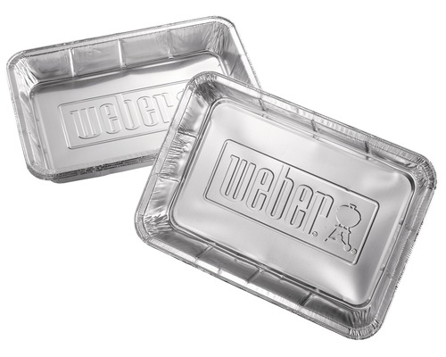 Zwei rechteckige Weber Grillschalen aus Aluminium