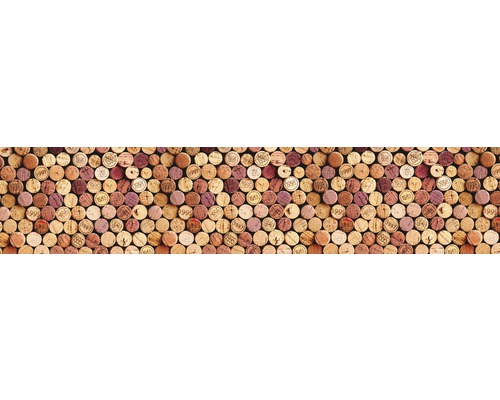 Küchenrückwand mySpotti splash Cork Wall 2800x600x0,2 mm Viele Weinkorken liegen dicht aneinander