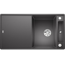 Flächenbündige Spüle Blanco Axia III 5 S-F 500x905 mm mit Esche-Compound-Brückenschneidbrett felsgrau