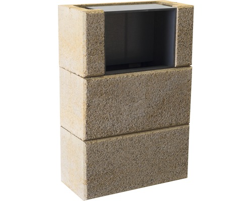 Mauerstein Modern feingestrahlt Fuoco Briefkastenset 40x20x60cm