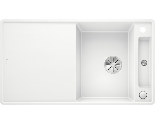 Flächenbündige Spüle Blanco Axia III 5 S-F 500x905 mm mit Glasschneidbrett weiß Spüle mit Abtropffläche