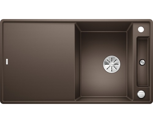 Flächenbündige Spüle Blanco Axia III 5 S-F 500x905 mm mit Glasschneidbrett cafe Spüle aus Silgranit mit Abtropffläche