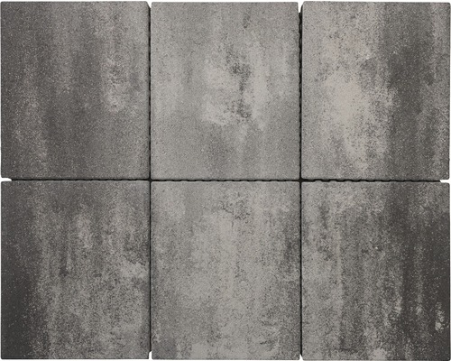 Sechs quadratische Pflastersteine aus Beton