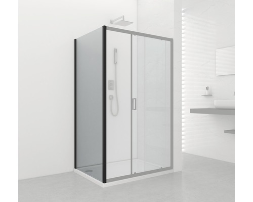 Duschseitenwand für Duschtür Sanotechnik Elite F80B 1950x800 mm Echtglas Klar hell schwarz