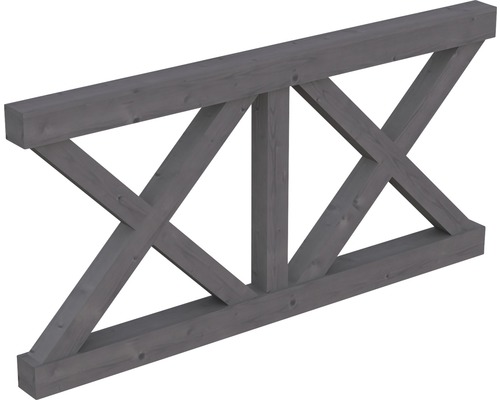 Brüstung Andreaskreuz SKAN HOLZ Fichte 170x84 cm schiefergrau Holzbalken mit Kreuzstreben für den Bau von Holzbauten