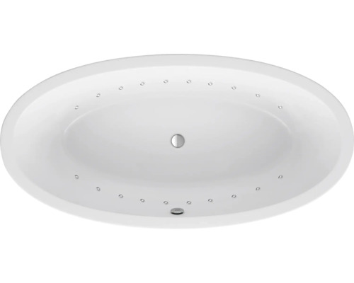 Freistehender Whirlpool Ottofond Kent 190x94 cm System Komfort - Lightsystem weiß Oval geformte Badewanne mit Whirlpool Funktion, Ansicht von oben