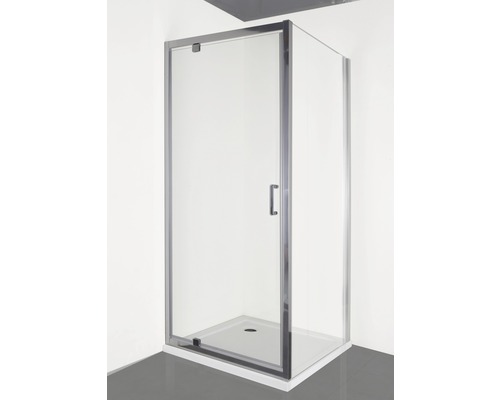 Dusche mit Glasschiebetür und Duschwanne