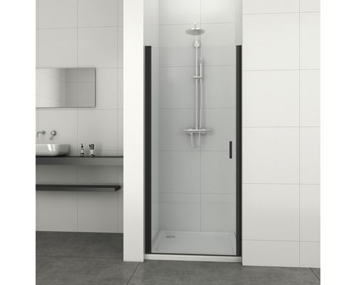 Schwenktür für Nische und Seitenwand Sanotechnik Elite T80B 800x1950 mm Echtglas Klar hell schwarz