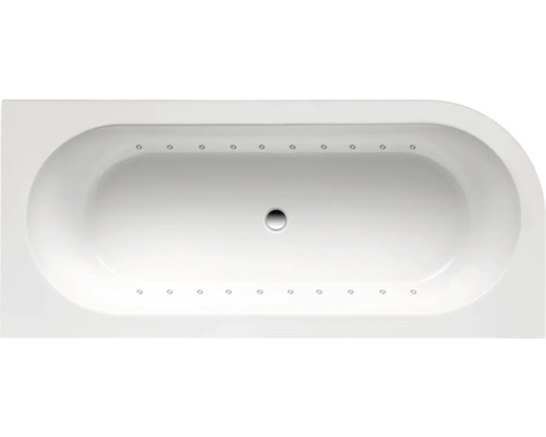 Rechteckbadewanne Ottofond Messina Corner B 178x78 cm weiß mit Lightsystem Aufsicht auf eine Badewanne mit Hydromassagefunktion.