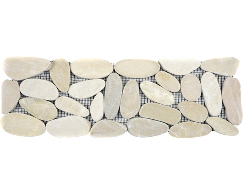 Natursteinmosaik Flusskiesel BO IN14KS 10,0x30,0 cm weiß
